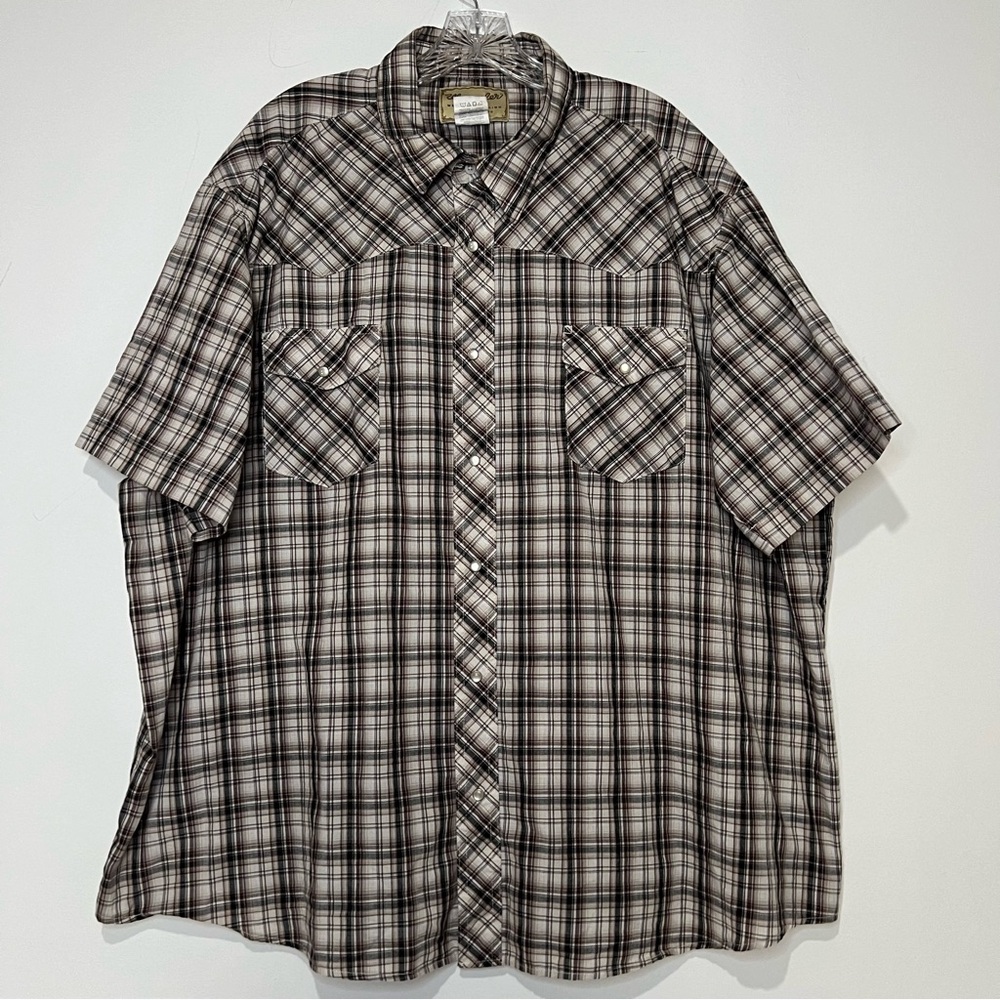 Wrangler Western Pearl Snap Cowboy Yellowstone Shirt Men's 3XL Plaid Rodeo Vtg.